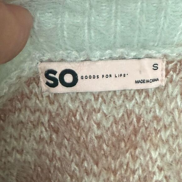 Women's SO Good For Life Preppy Crew Blue Brown Fuzzy Floral Sweater size Small - Picture 7 of 9